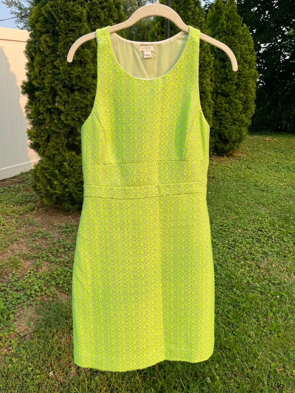 J. Crew Bold Cheerful Neon Lime Sleeveless Sheath Dress
